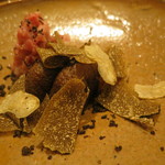 虎白 - 冷し物：和牛 椎茸 鶉温泉卵