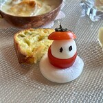 プロヴァンスの日曜日 - クリスマスランチB(\5,800)　前菜：野沢菜のケークサレ、チーズフォンデュ