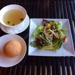 季逢庵 - 201412 季逢庵　★ランチセット（900円）★スープ＆サラダ＆パン