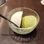 清江苑 - デザートのアイス(バニラ、チョコ、抹茶、柚子シャーベットから2種)