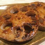 木古里 - レンコン炭火焼　辛子醤油でいただきます。