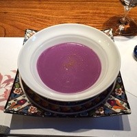 築地鉄板焼 Kurosawa - 紫芋のポタージュ 