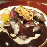 コントワール ミサゴ - 新潟網獲り青首真鴨のロースト サルミソース 鴨そば付き(スモールのハーフ)  (Dec. 2014)