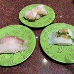 回転寿司根室花まる - しまぞい、二階建て生ホタテ、イカポン