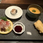 炭火鉄板焼　杜季 - 前菜4種