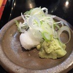 丸屋 - 11月1回目　もりの薬味は晒し葱、山葵、そして大根おろし。