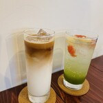 vege&fruit 梟 - カフェラテ＆緑茶ティーソーダ