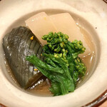 麻布うか - 揚げなす、大根、菜の花の煮浸し