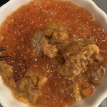 鮨 さえ喜 - みこ市場で買った雲丹とさえ㐂さんのイクラをコラボ