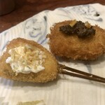串揚げ キュイジーヌ･ド・オオサカ･リョウ - ポーク（トリュフソース）、燻製さわら