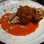 #ヒロキヤ新宿 - 味噌ユッケ が砕かれた