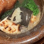 炎水 - 虎河豚の白子の炙りにスッポンのエンペラがマウンティング。お出汁はもちろんスッポンです、アハッ\(//∇//)\