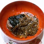 うを徳 - 2025.12 土佐酢と出汁で煮込んだ三浦産赤海鼠 浜名湖産アオサ 能登産岩もずく 助子和え