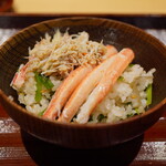 炎水 - ●お食事
      ①松葉蟹ご飯（兵庫県香美町/柴山港）