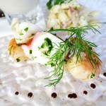 ristorante della collina - 自家製前菜
　マッシュルームのパンナコッタ
　インゲン豆のサラダ
　魚介のマリネ