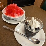 祥風苑 花の里 - 注文    ▽かき氷いちご---320円    ▽コーヒーゼリー---420円