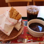 モスバーガー - モスチキン(250円)コーラS(ペプシNEX・170円)と玄米餅のおしるこ(290円)