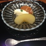 俺のうなぎ - 2014年12月：鰻懐石(\7000+税+サービス料10%)…リンゴのコンポートとほうじ茶プリン