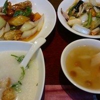 中国料理 青冥 堂島本店 - スブタ定食。お粥で！