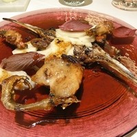 ラ ペ - べカス頭と片足の藁蒸し焼き 和梨のサラダ仕立て トリュフのヴィネグレット