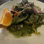 ラ カーサヒデ - フェットチーネ　ほうれん草とエルバのアクセント　