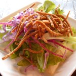 そば繁 - お豆腐の膳　畑サラダ　季節によって野菜がかわる