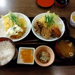 本家さぬきや - 料理写真:唐揚げ+チキン南蛮定食1380円