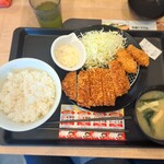 松屋 - 料理写真:ロースかつ＆カキフライ定食