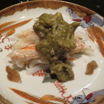 日本料理 晴山 - 芝山（兵庫）の松葉蟹はしっとりとした身と蟹味噌。これも言うことありません。