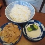 仙台中華そば 銘店嘉一 - ランチ Bセット（ご飯、鶏皮、お新香）