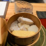 오오타니 - 蒸物：ブリの飯蒸し、原木椎茸の肉巻き、出汁巻き玉子
