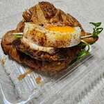 and - 料理写真:月見ハンバーグ＆ソーセージ
