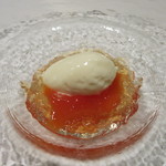 レストラン タニ - 柿のコンポートとコニャック風味のジュレとマスカルポーネのアイスクリーム