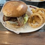 BurgerCafe honohono - ハンバーガーベーコントッピング　ポテトオニオンリングセット