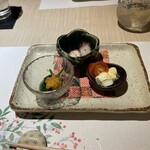 広島 鮨 天ぷら いわい - なんか見慣れない3点盛り