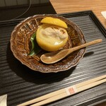 麻布十番 きた福 - 柚子茶碗蒸し、ふぐ白子のせ