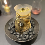 プレゼンテ スギ - ⑧ すずきの生ハム　かぼちゃ　キャビアN25
      クリアトマトウォーター　バジルオイル