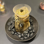 プレゼンテ スギ - ⑧ すずきの生ハム　かぼちゃ　キャビアN25
      クリアトマトウォーター　バジルオイル