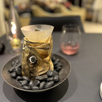 プレゼンテ スギ - ⑧ すずきの生ハム　かぼちゃ　キャビアN25
      クリアトマトウォーター　バジルオイル