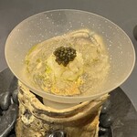 プレゼンテ スギ - ⑧ すずきの生ハム　かぼちゃ　キャビアN25
      クリアトマトウォーター　バジルオイル