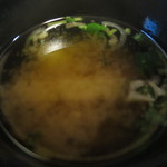 笹の葉 - 三つ葉と茗荷のみそ汁アップ
