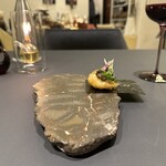 プレゼンテ スギ - ⑮杉寿司TY PE-R リゾットバージョン
      千葉県産のはまぐりとあわびの肝　
      アールグレイビネガー　フリット