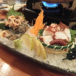 笠やま - さざえのお造り、タコのぶつ切り