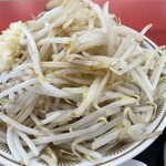 ラーメン もっけだの - 『朝食セット(ラーメン・ライス大・野菜マシマシ・背脂普通＋A賞特典)＋ニンニク』の野菜