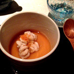 フレンチ割烹 宿 - 餅とチーズの茶わん蒸し白子のせ