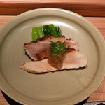 Tori Chataro - Hōhō Chicken with Onion Sauce, Chiba-grown Komatsuna, and Green Onions