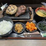 感動の肉と米 - ハラミ+ハンバーグコンボ1650円