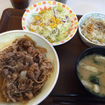 すき家 - 白髪ネギ牛丼とサラダセット