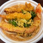 丸亀製麺 - 料理写真:玉子あんかけ(天ぷら乗せ)