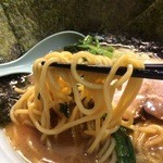 鶴一家 - 麺は太麺ストレート